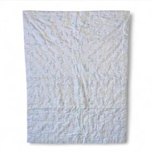 NWOT Hand Crafted Baby Quilt in White Cotton Pastel Hand Tied Knots Ultra Soft